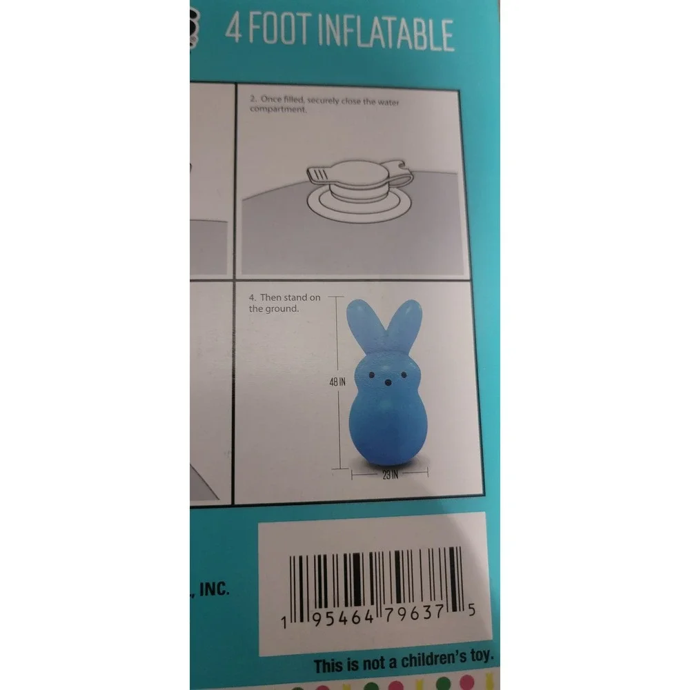 PEEPS 4'‎ Foot Inflatable Blue Yard Easter Bunny Blow-Up NWT and Sealed